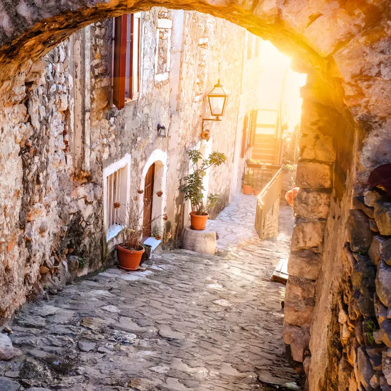 Cobblestone street in Kotor Montenegro