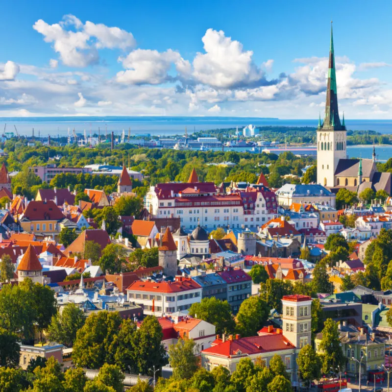 old buildings in the skyline of Tallinn, Estonia