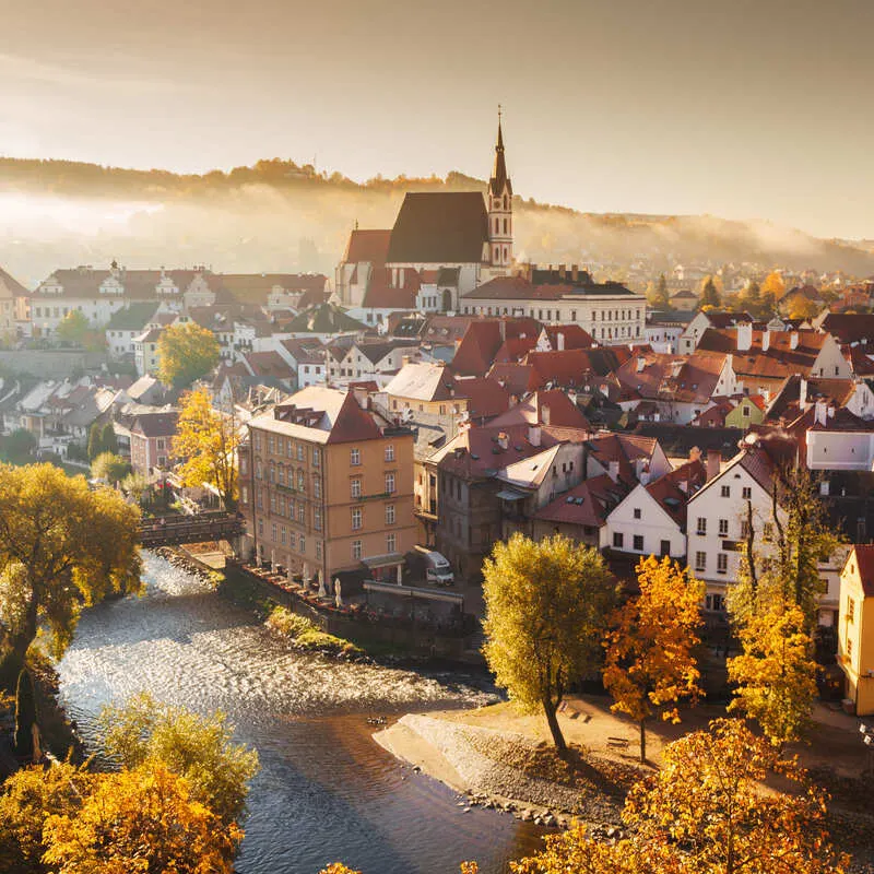 Panoramic View Of Cesky Krumlov, Czechia, Czech Republic, Central Europe