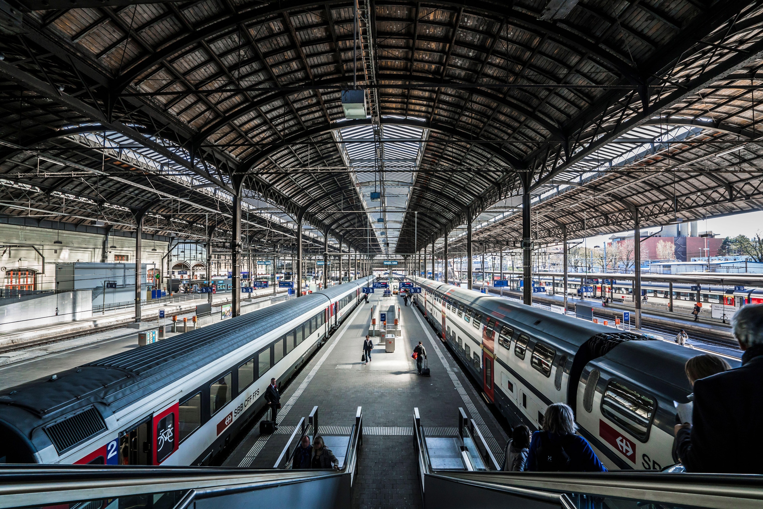 Wide view of train station.