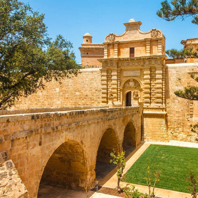 Entrance Gate Into The Medieval Walled City Of Mdina, Malta