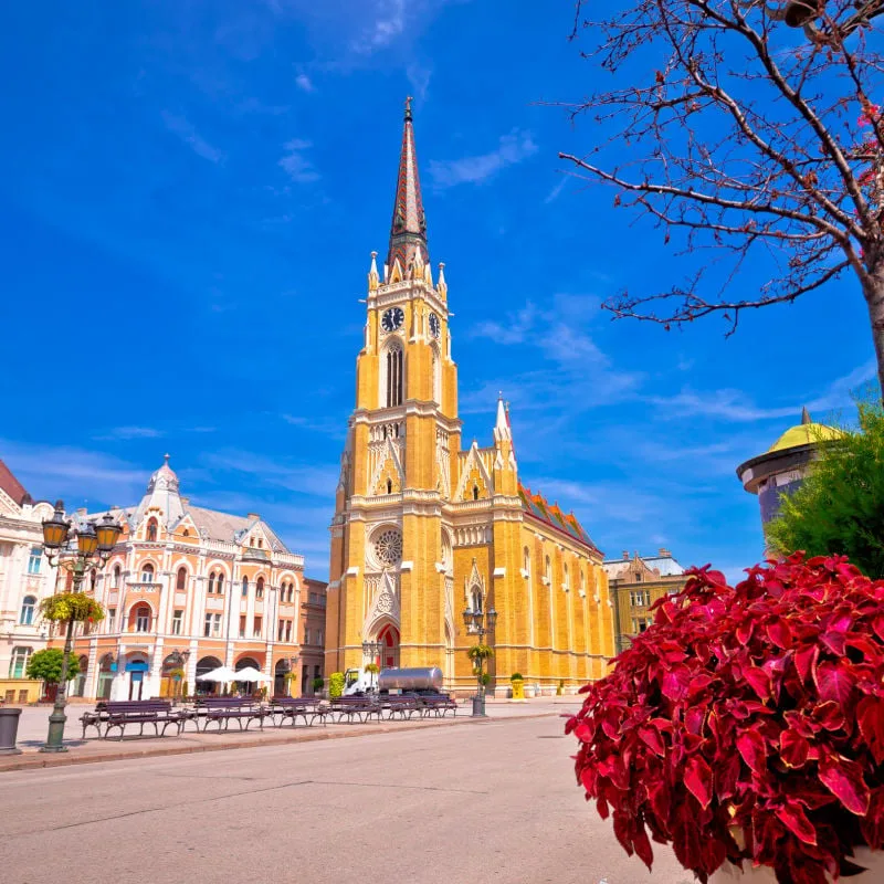 Freedom Square And Catholic Cathedral In Novi Sad, Vojvodina Region Of Serbia, Balkan Peninsula, Southeastern Europe