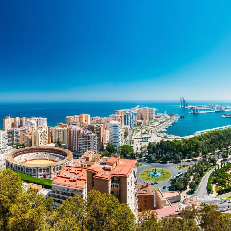 aerial view of Malaga, Spain