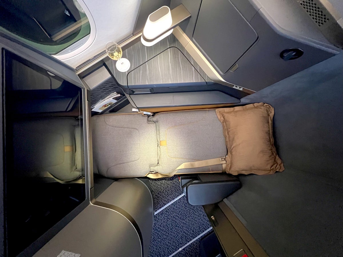 Starlux A359 Business Class seat in bed mode