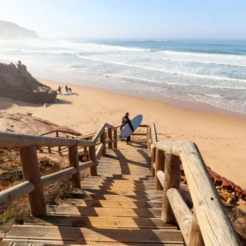 view to praia do amado beach in portugal