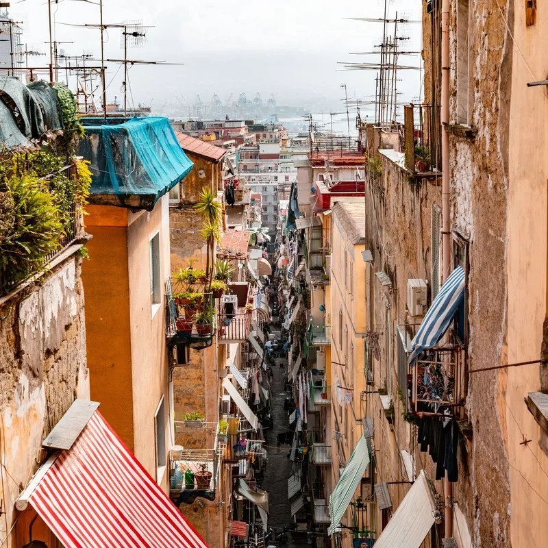 Narrow Alleyway In Old Town Naples, Southern Italy, Southern Europe