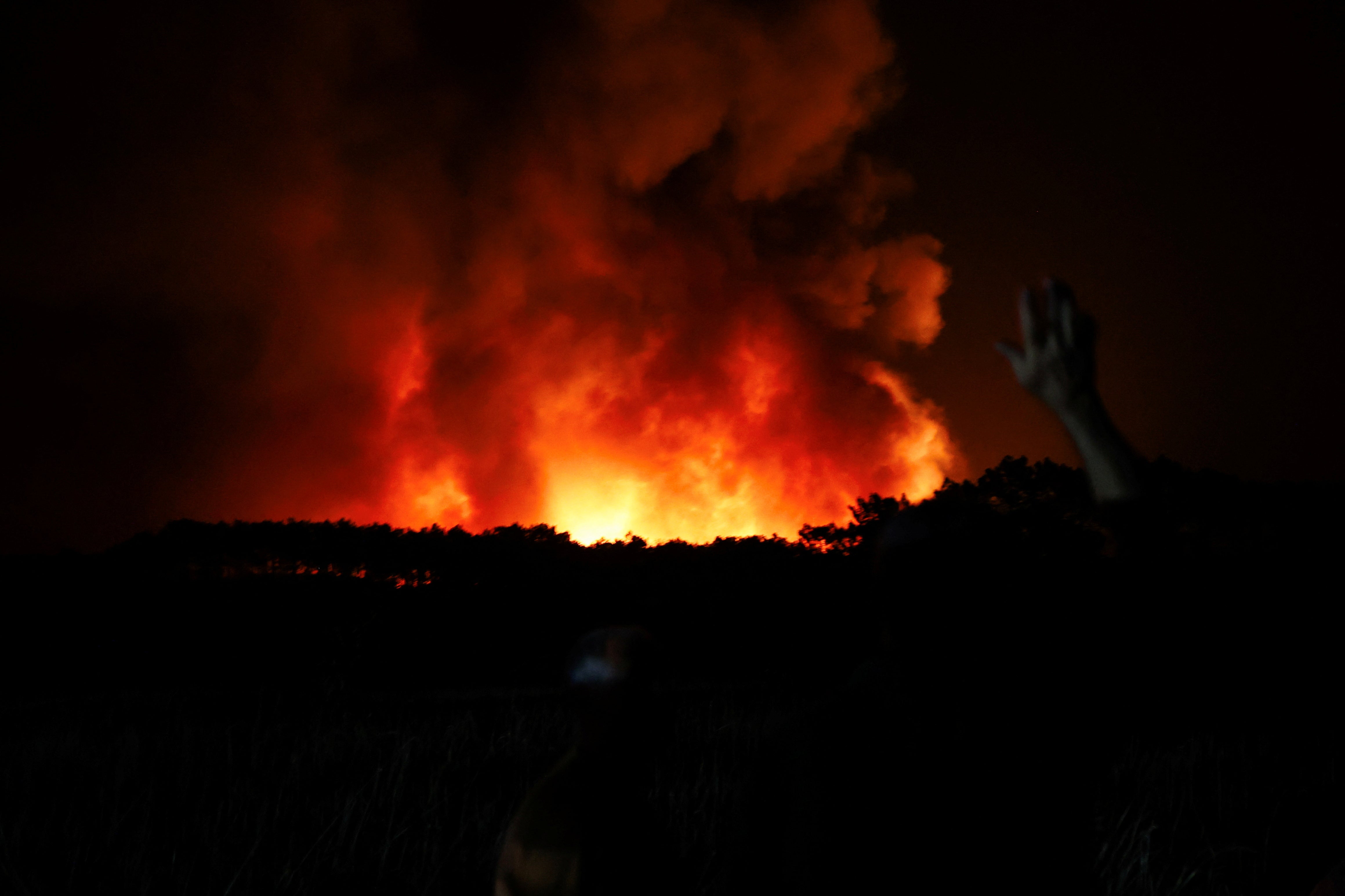 View of a wildfire in Aljesur, Portugal,