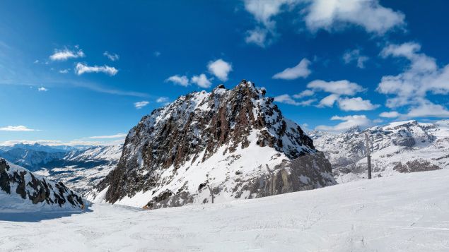 Image: Snow-covered mountain in Champoluc, Italy.