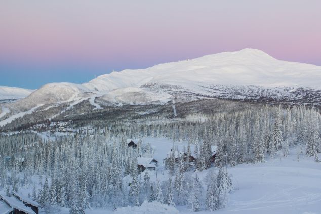 Image: Snow-covered mountain in Åre, Sweden. 