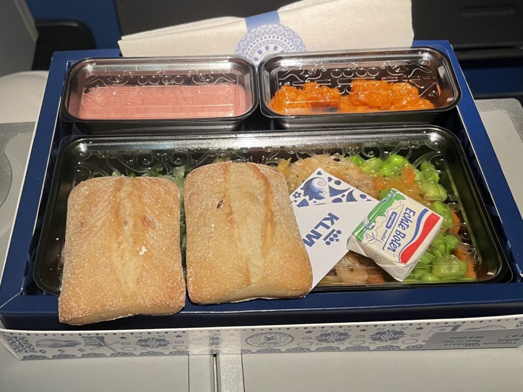 KLM's meal box in Eurobiz consists of sandwiches, 