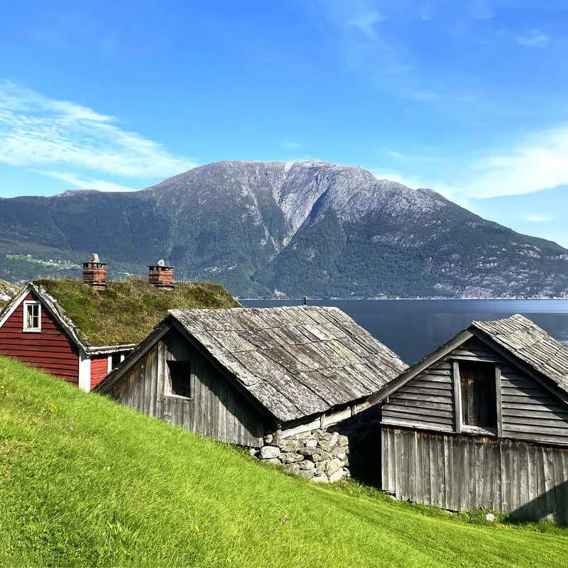 Picturesque Fishermen Houses On The Shores Of A Fjord In Norway, Scandinavia, Northern Europe.jpg