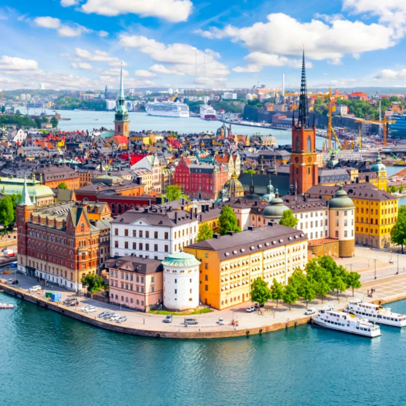 Stockholm old town (Gamla Stan) cityscape from City Hall top, Sweden