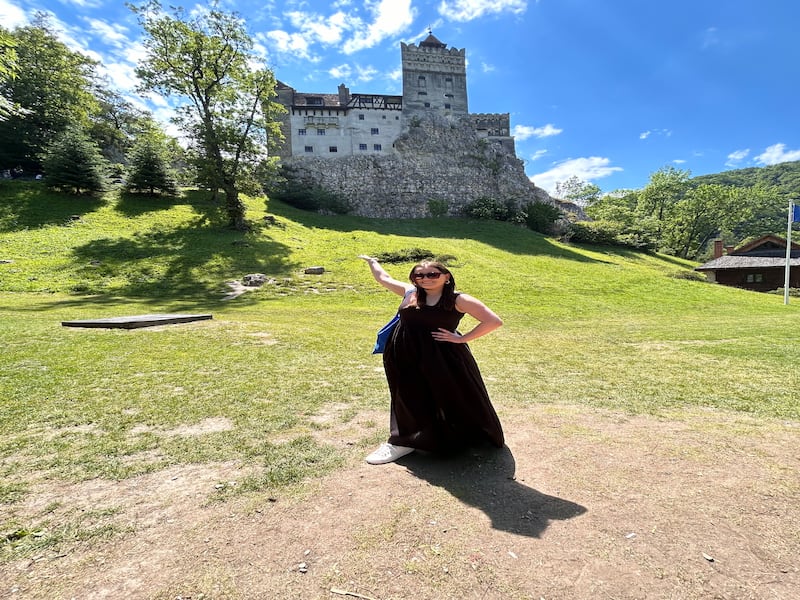 Sophie Goodall in the grounds of Bran Castle