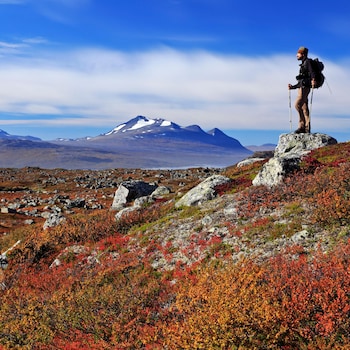 Hike across lunar-like terrain in Sweden