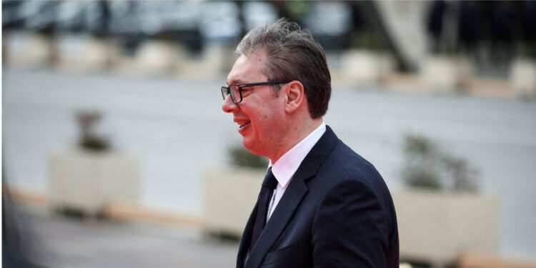 Serbian President Aleksandar Vučić at the EU-Western Balkans Summit in Tirana, Albania, February 29