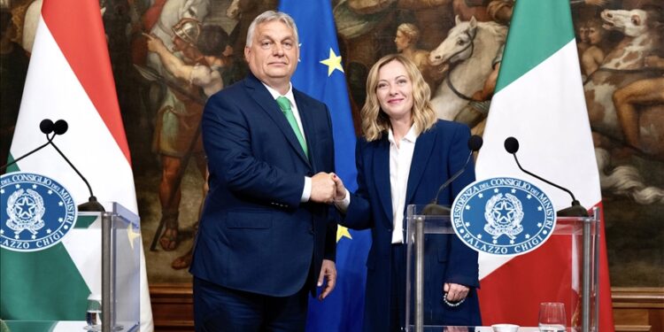 Italy’s Meloni meets with Hungarian leader Orban ahead of key EU summit