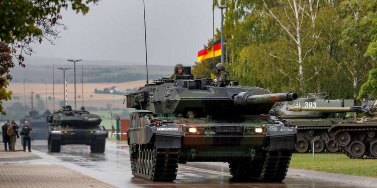 German Leopard 2 A7V main battle tanks.