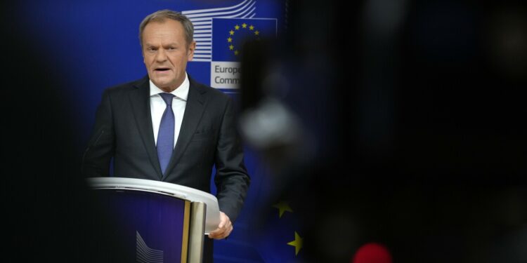 Poland’s Tusk visits Brussels, seeking initiative in repairing ties with EU and unlocking funds