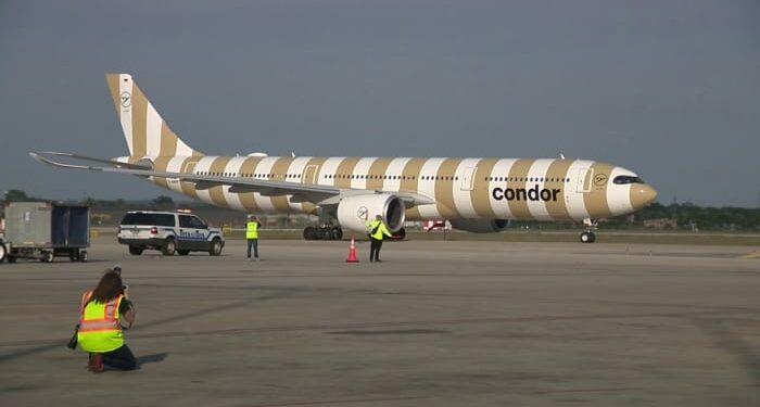 San Antonio International Airport’s first transatlantic flight to Europe takes off