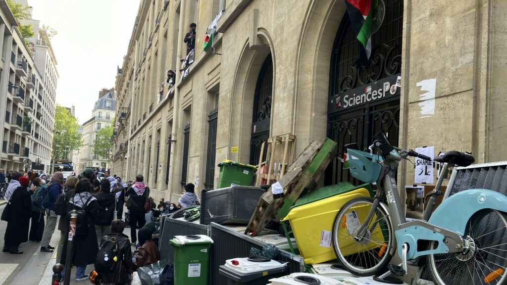 Students at prestigious Paris university occupy campus building in pro-Palestinian protest