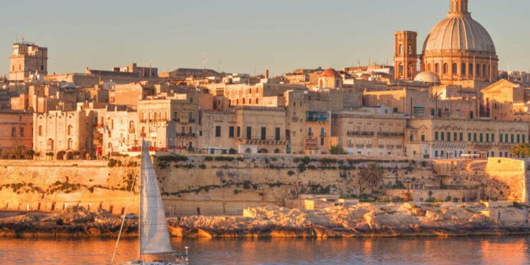 Valletta City Skyline, Capital Of Malta, A Mediterranean Country In Southern Europe