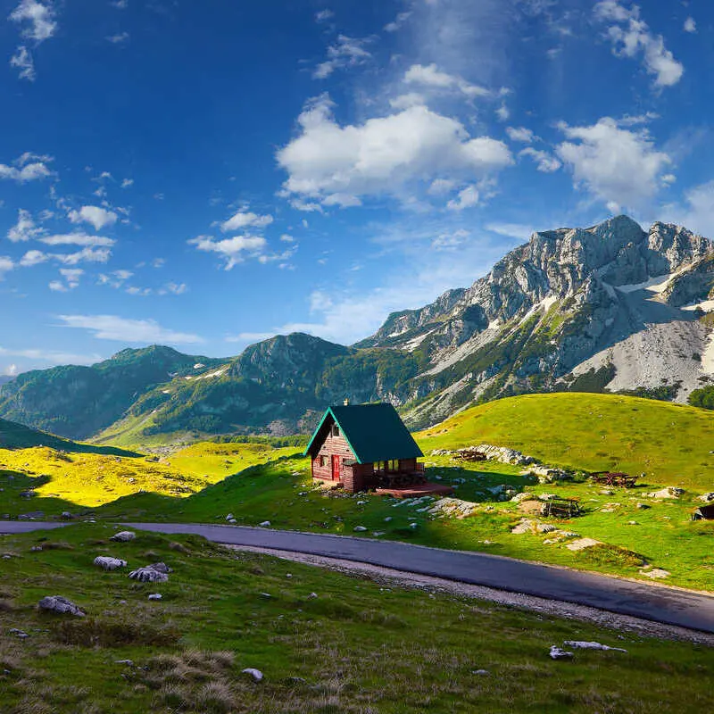 An Isolated House In Durmitor National Park, Montenegro, Balkan Peninsula Of Southeastern Europe