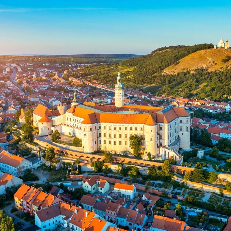 Aerial View Of Mikulov Castle In The Small Town Of Mikulov, Czechia, Czech Republic, Central Europe