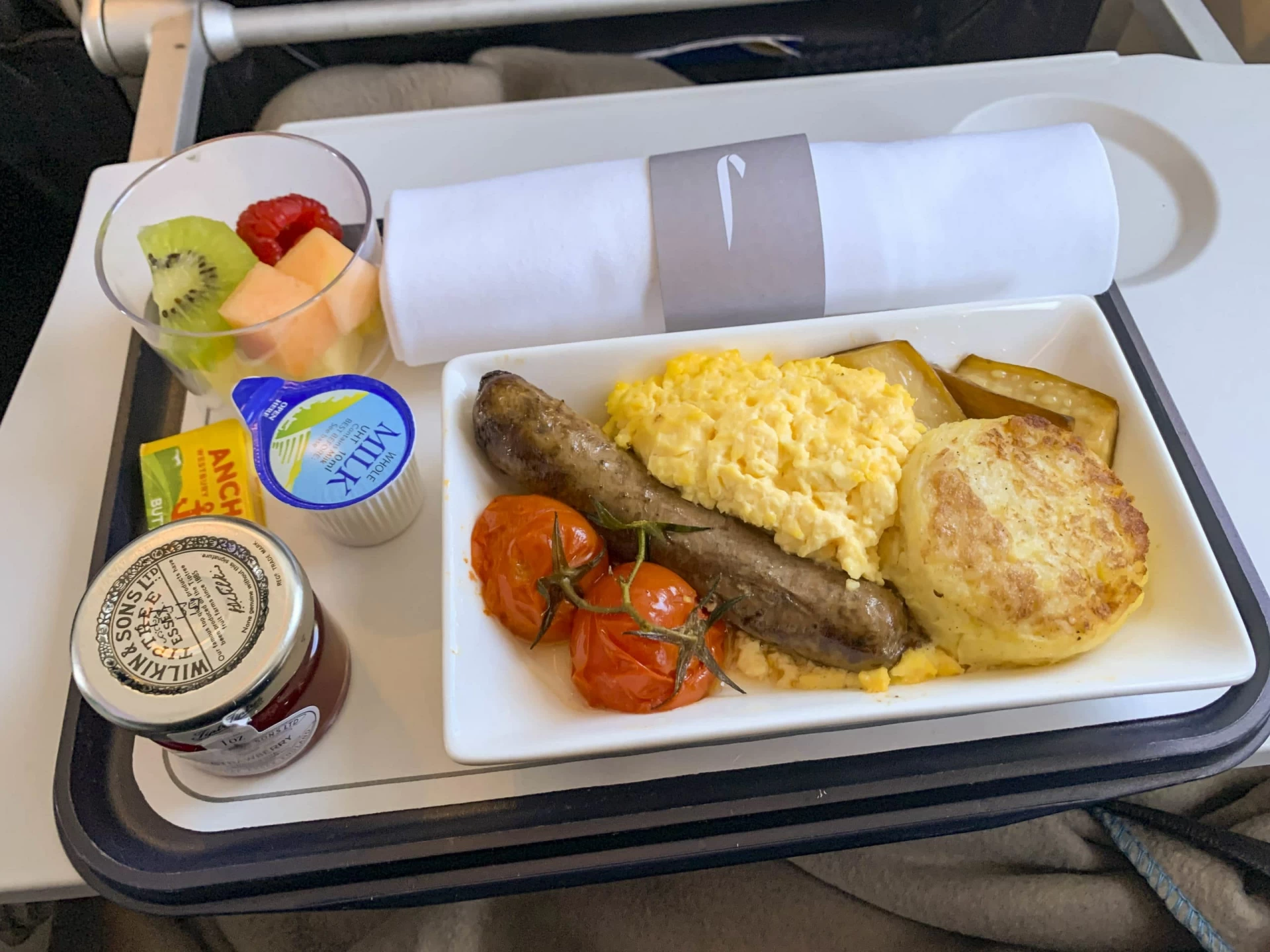 Full English breakfast served on our flight from Istanbul to Athens in British Airways Club Europe.