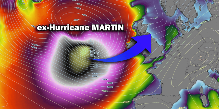 Atlantic Hurricane Season 2022 delivers ex-hurricane Martin towards Europe this weekend, threat for severe windstorm and major waves for Ireland and UK is forecast