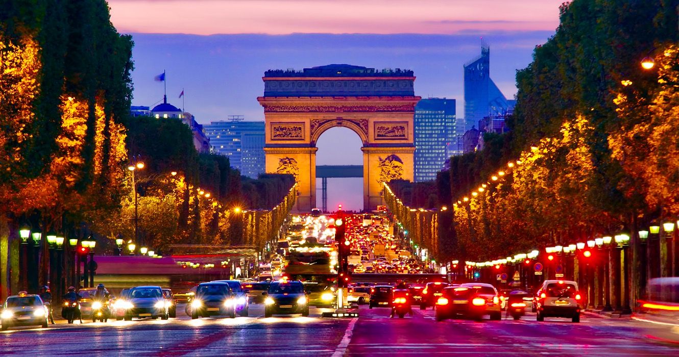 Paris, Champs-Elysees at night