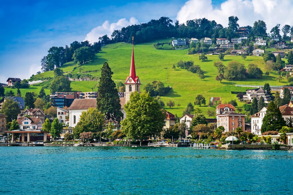 The town of Weggis on Lake Lucerne in Switzerland.