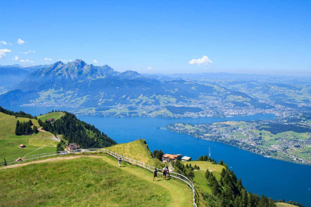 Aerial view of Lake Lucerne from Mount Rigi.