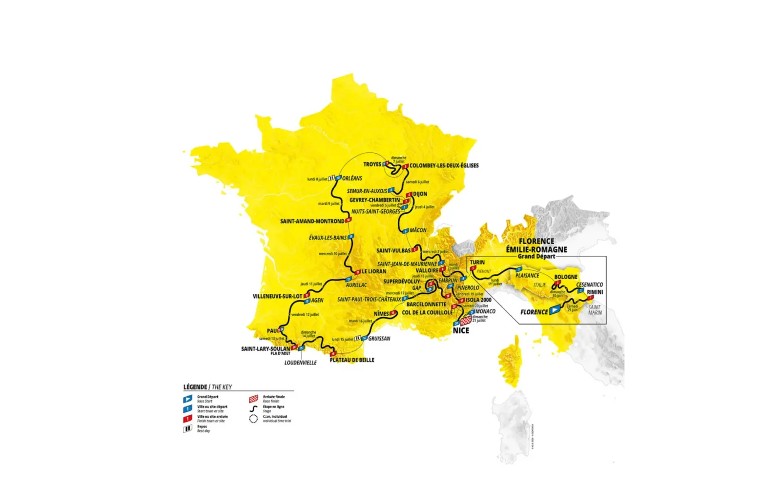 Tour de France 2024 route map