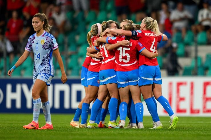 UEFA Women's Euro 2025 Qualifying football match between Czech Republic and Spain in Chomutov on July 12, 2024. 