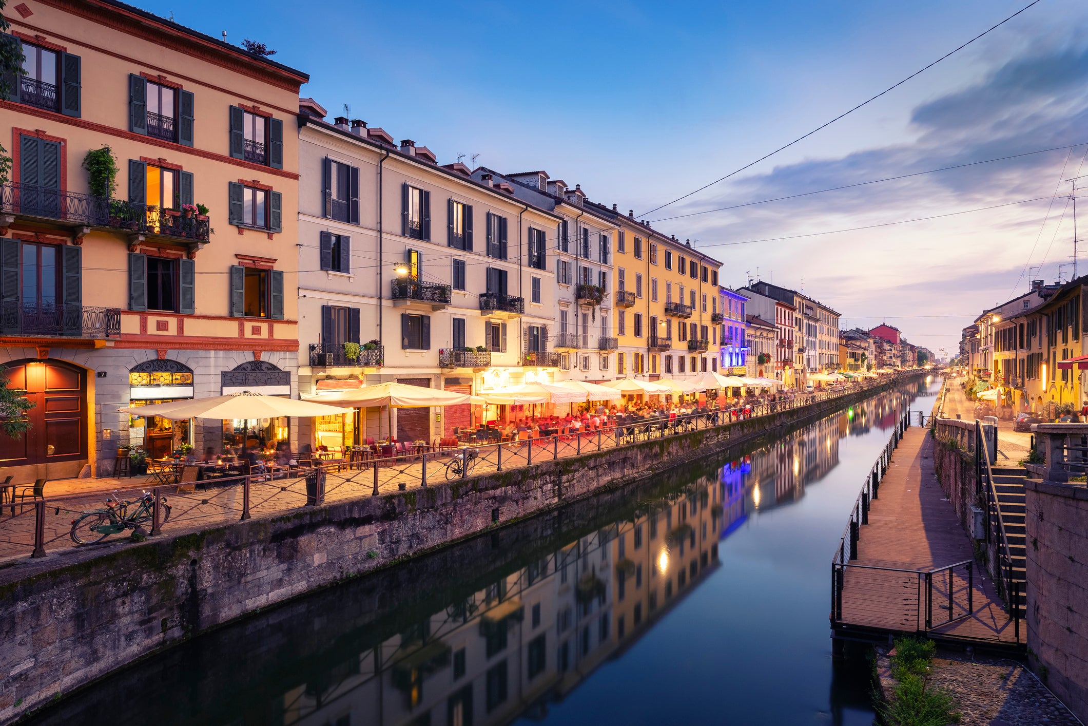 The Naviglio Grande canal, part of Milan’s Navigli district