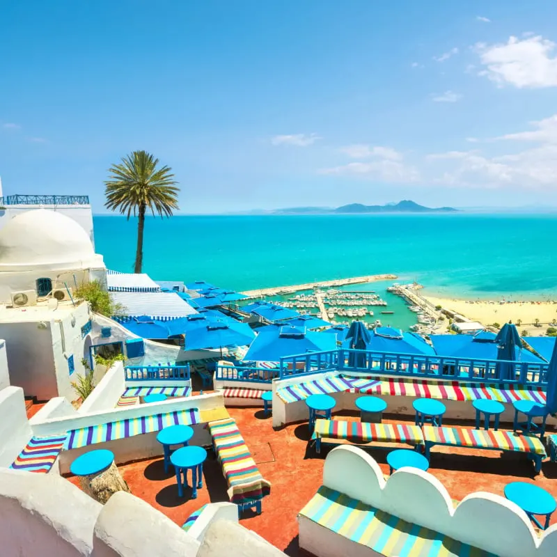 white blue village Sidi Bou Said. Tunisia