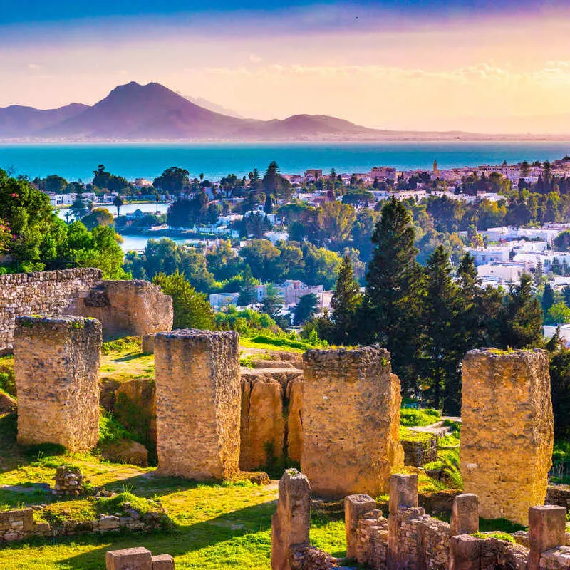 View Of The Byrsa Ancient Hills In The Carthage Archaeological Zone, Tunisia, North Africa