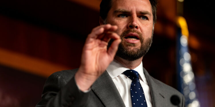 Senator JD Vance (R-Ohio) gestures