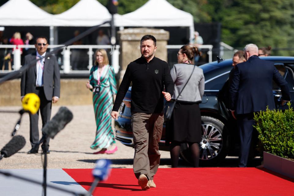 Ukraine's President Volodymyr Zelensky arrives for the Meeting of the European Political Community (AFP via Getty Images)