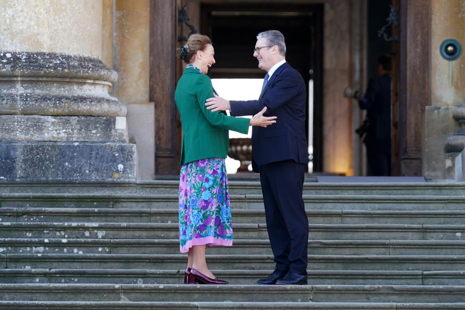 Council of Europe secretary general Marija Pejcinovic Buric is welcomed by Britain's Prime Minister Keir Starmer to the European Political Community summit at Blenheim Palace (Getty Images)