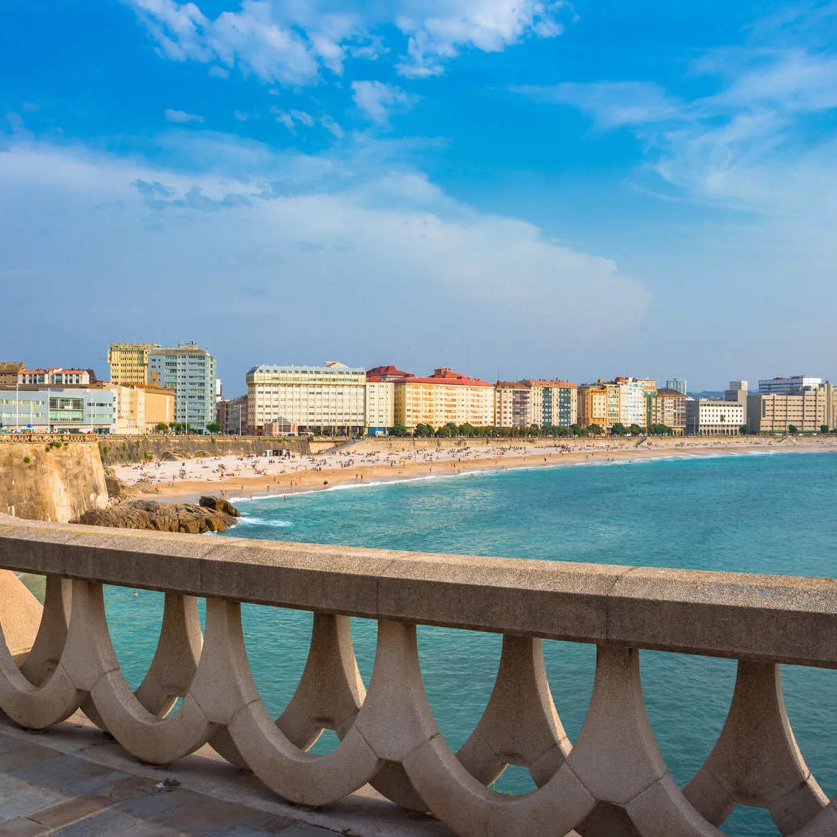 Beach Development In A Coruna, Galicia, Spain, Southern Europe