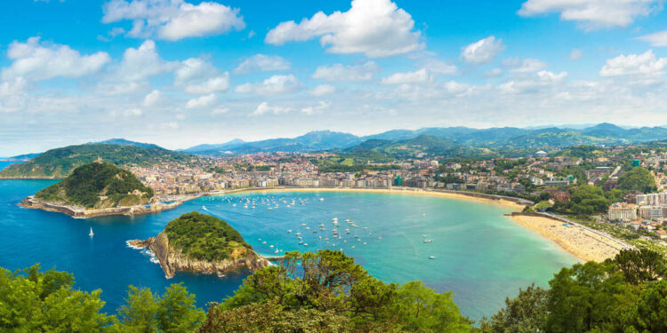 Panoramic View Of Donostia/ San Sebastian In Basque Country, Spain, Southern Europe