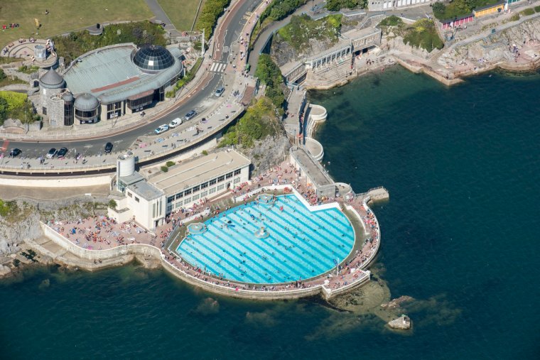 Tinside Lido, a 1935 Grade II listed Art Deco lido, Plymouth, Devon, 2016. Artist Damian Grady. (Photo by Historic England Archive/Heritage Images via Getty Images)