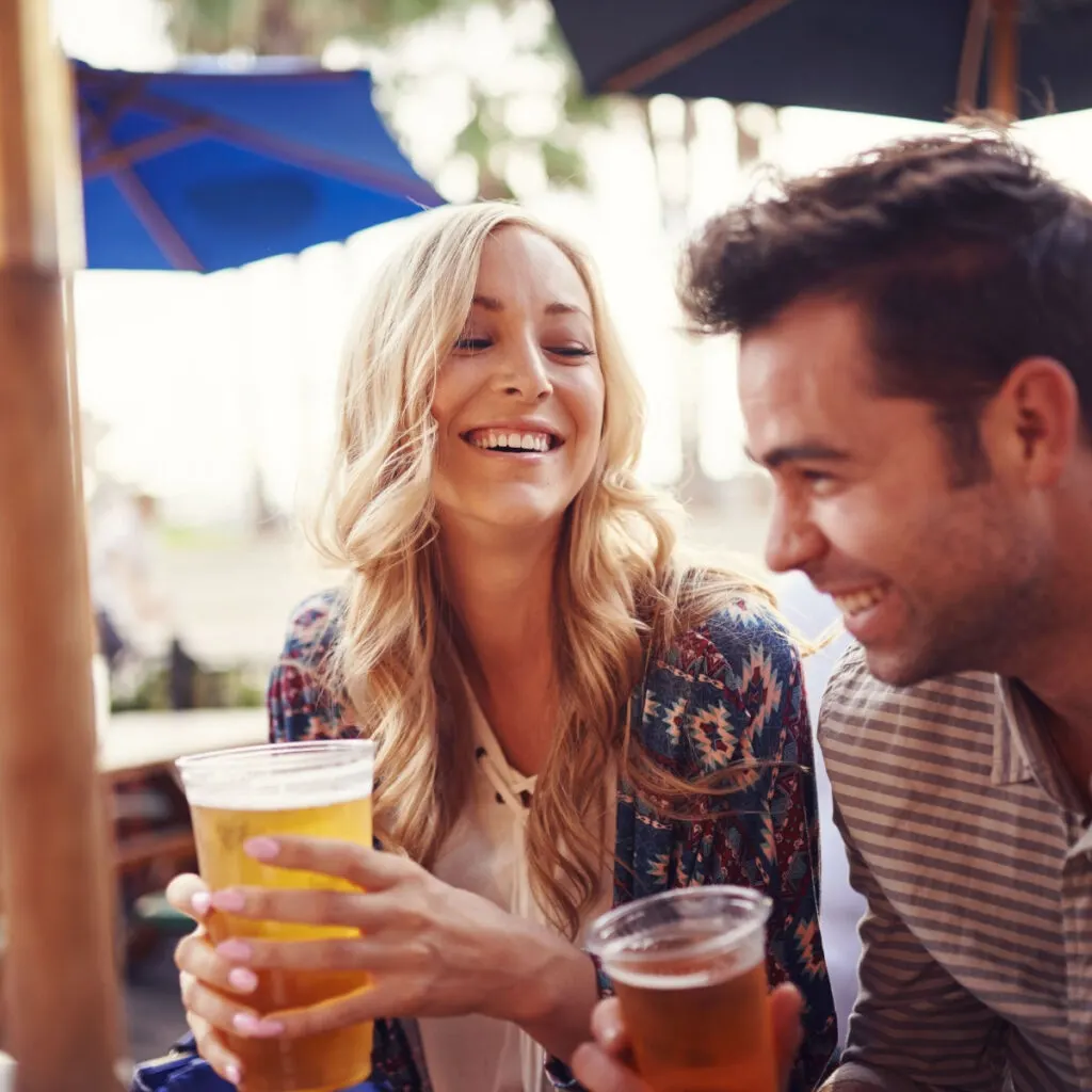 Couple drinking in Europe