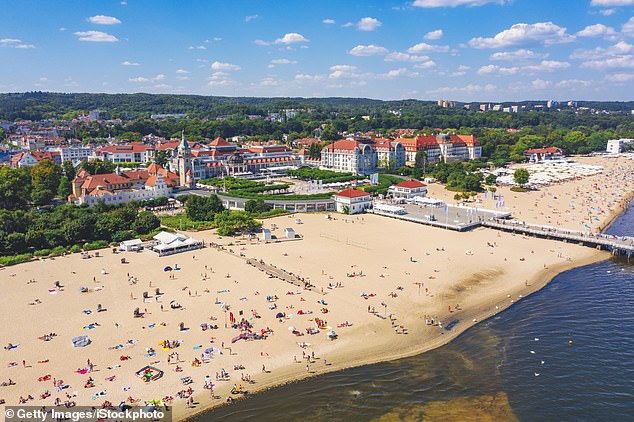 Sopot in Poland, with its pier and long, wide beach