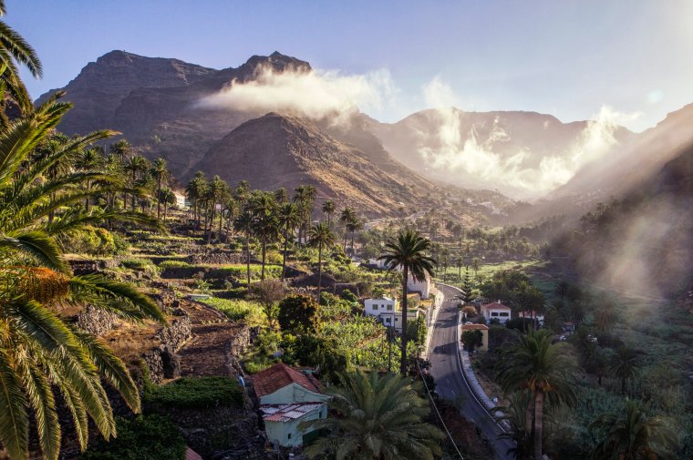 El Guro in the morning light, Valle Gran Grey, La Gomera, Canary Islands, Spain