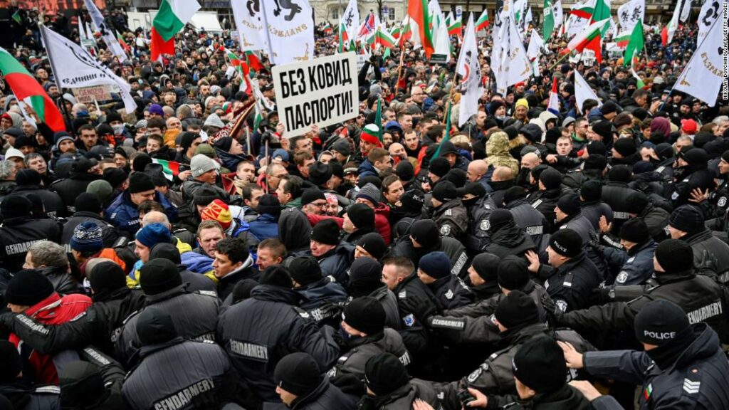 Anti-vaccine protesters try to storm Bulgaria's parliament