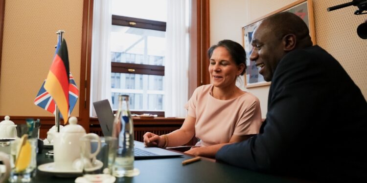 Foreign Secretary David Lammy in conversation with Annalena Baerbock