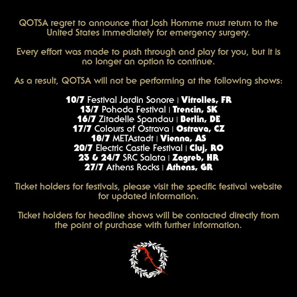 Queens of the Stone Age cancels European tour, including concert at Romania’s Electric Castle