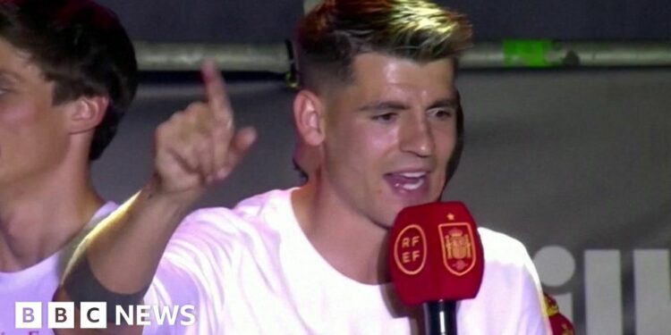 Spain team chant 'Gibraltar is Spanish' at Euros celebration